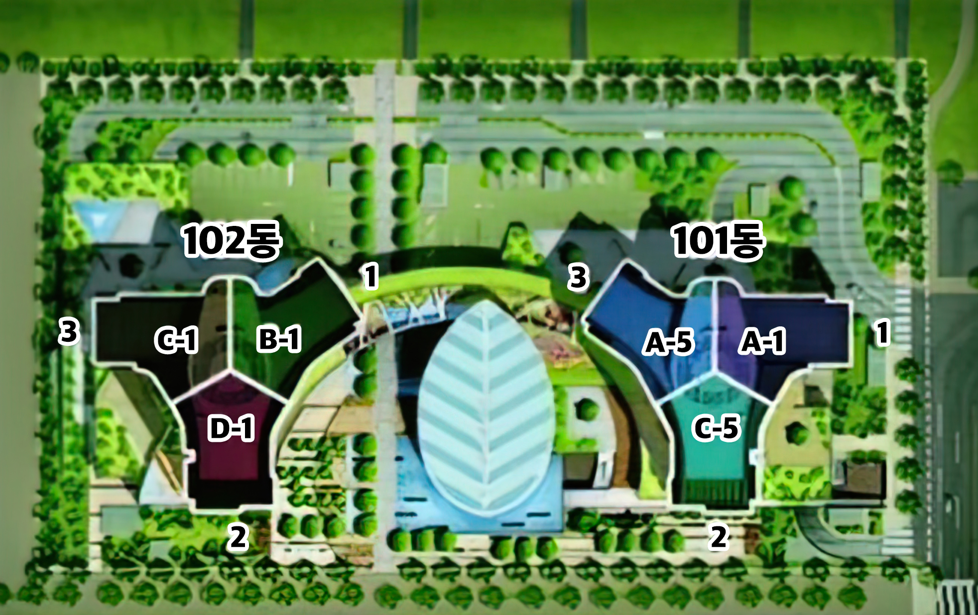 갤러리아포레 동호수 배치도 - 101동 102동